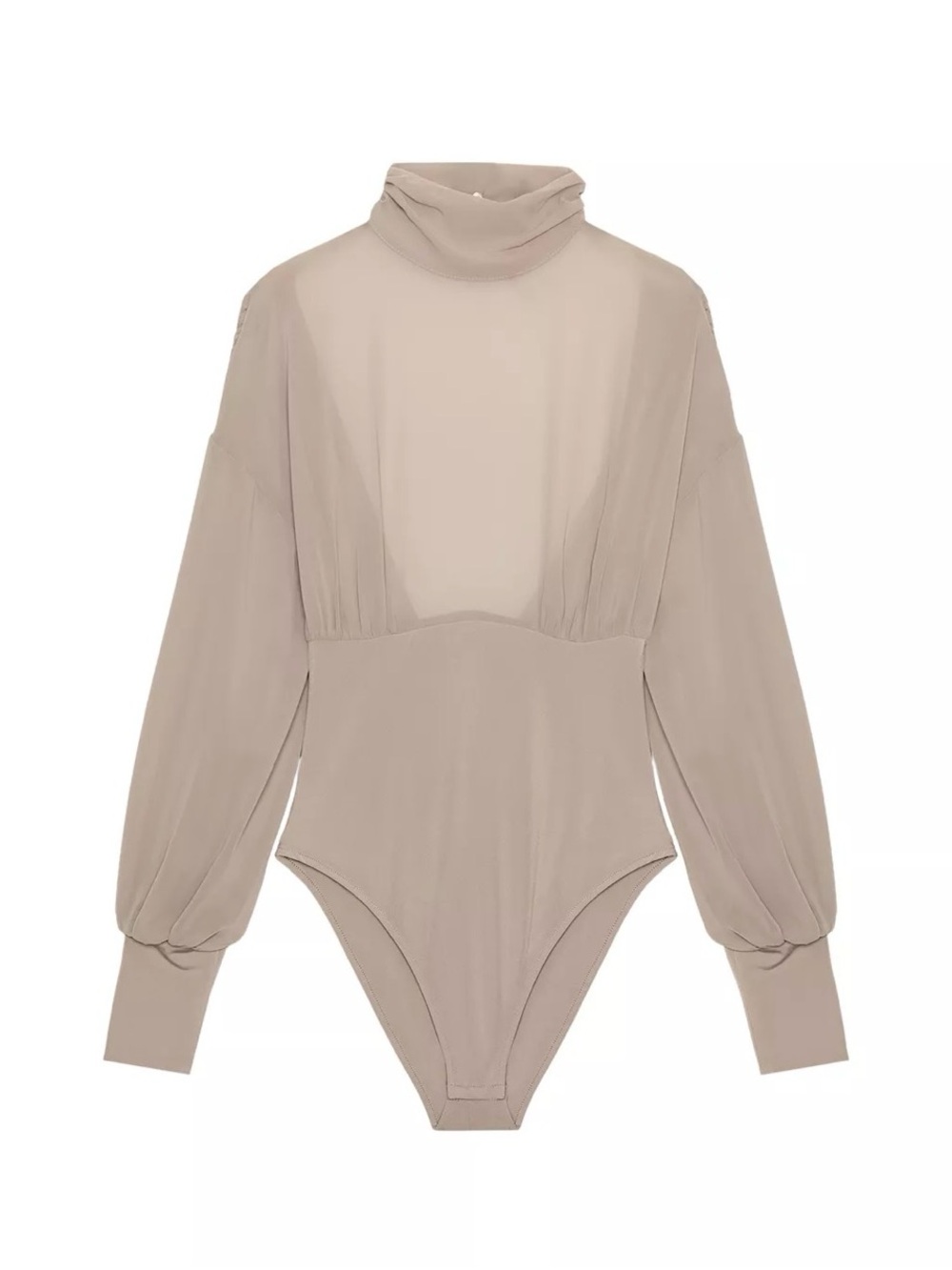 Zara Beige Turtleneck Balloon Sleeve Bodysuit